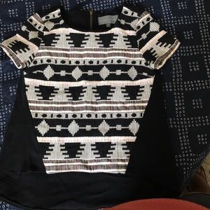 Anthro “ellery” top Aztec tribal multi front,